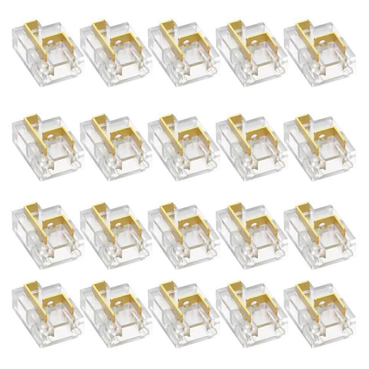 20pcs 8mm 2-Pin LED Strip Connector Kit Solderless Clips for Single Color SMD/COB LED Light Strips