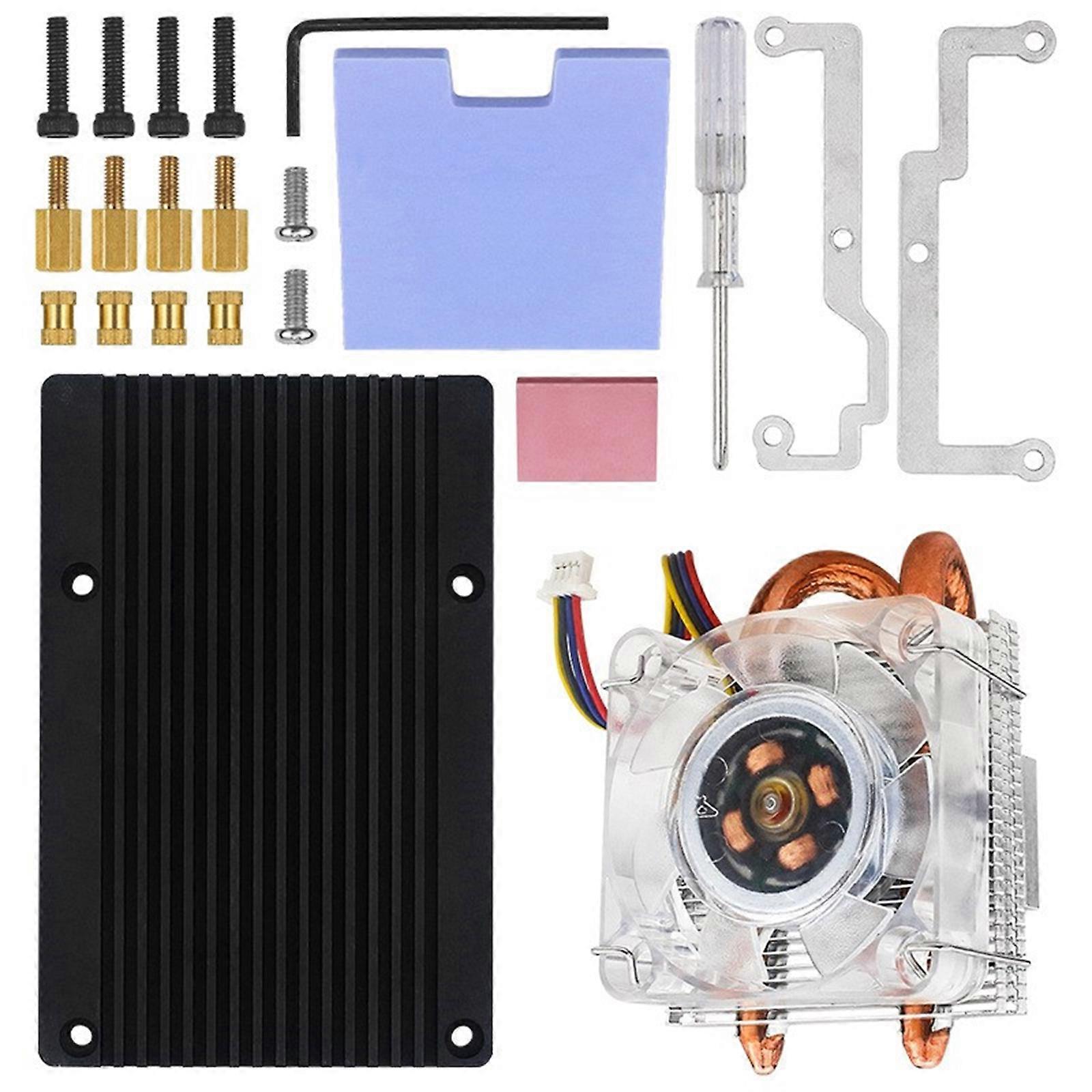 Ice Tower Fan Cooling System For RPi 5B  with Color Lights Aluminum Vertical/Horizontal Powerful Fan Multicolor