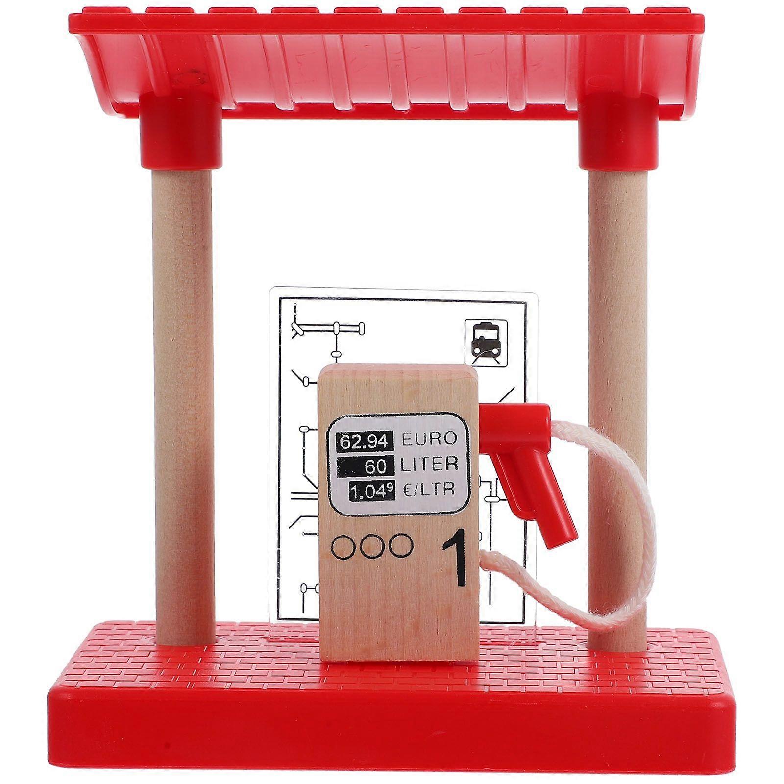 木製玩具列車アクセサリー木製鉄道ガソリンスタンド列車ガソリンスタンド玩具