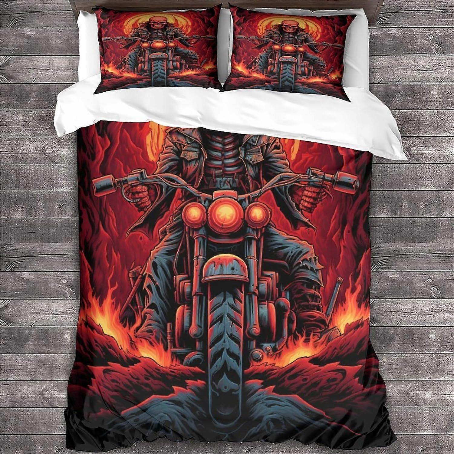 Rock 'n' Roll Sängkläder Påslakan Dödskalle Tryckt Sängkläder Täcke Täcke För Barn Tonåring Heavy Metal Gitarr Sängkläder Set med Örngott King