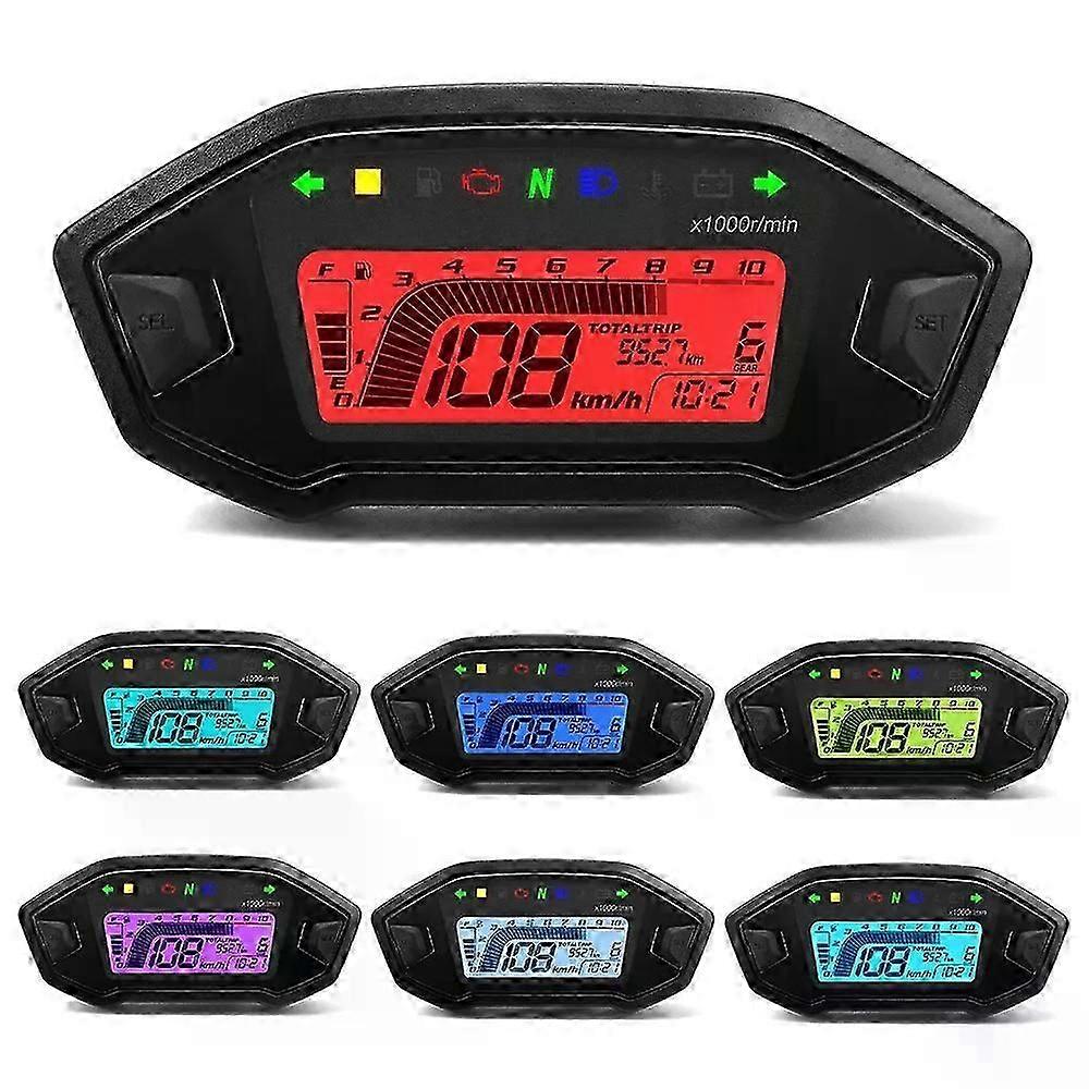 Motorcycle Digital Speedometer Universal LCD Motor Tachometer Instrument Cluster Turn Signal Light Indicator Voltmeter Oil Gauge Edition 1128