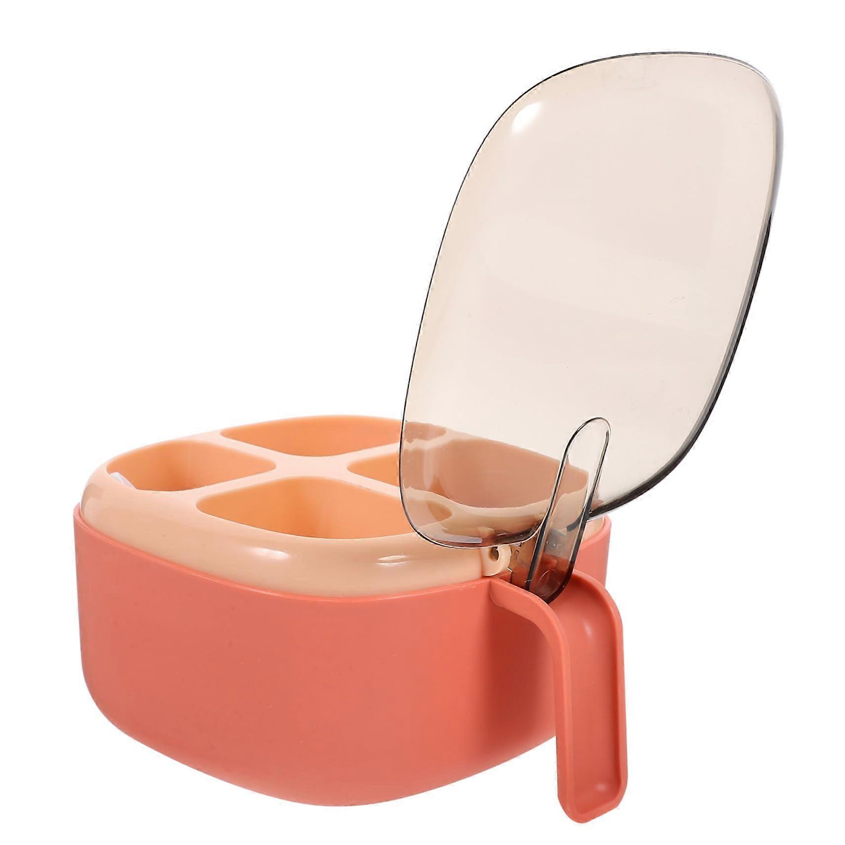 Plastic Spice Container with 4 Compartments Kitchen Seasoning Box with Lids Pink