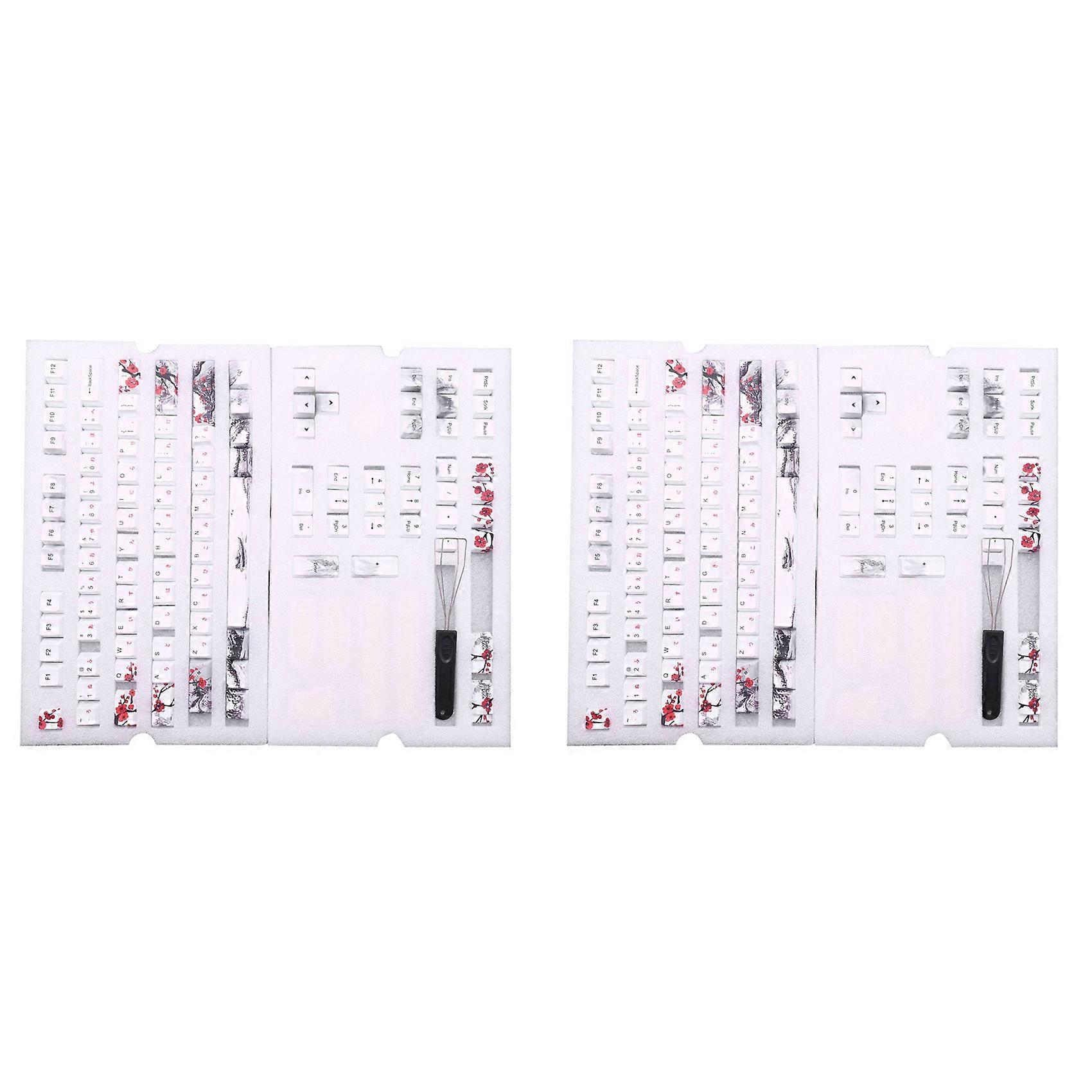 2X 110 Keys PBT Keycap Dye-Sublimation Plum Blossom Cherry Profile Key Cap DIY Mechanical Keyboard Keycap Set Japanese