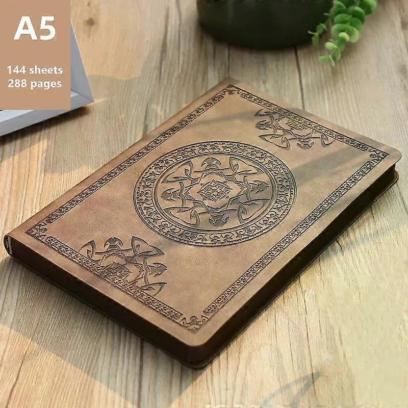 A5 Vintage notebook Student thickened PU leather diary Embossed Craft Literary Ledger Office Bookkeeping Book School note books