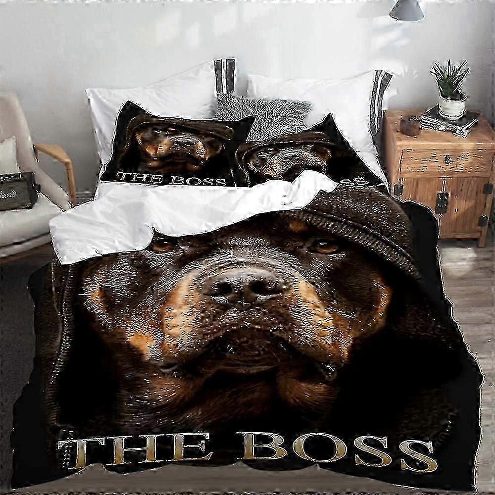 طقم الفراش للبالغين ، غطاء لحاف ، روتويللر؟ "ال؟ بوس، غطاء لحاف + أغطية وسائد 135*200 سم