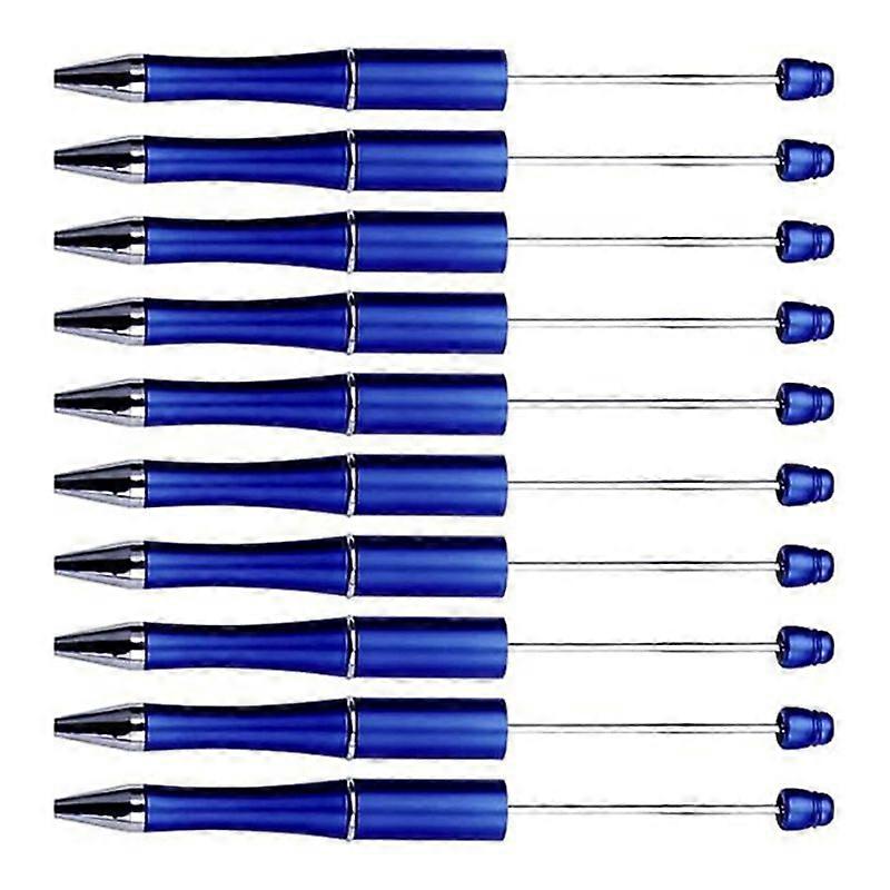 DIY मनके पेन घूर्णन प्लास्टिक मनके बॉलपॉइंट पेन दस्ता (नीला)