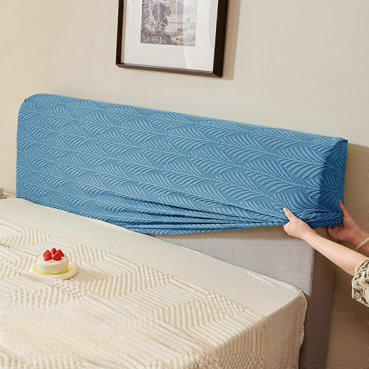 Stretch Headboard Cover Full Queen King Dustproof Protector Soft Jacquard Bedroom Upgrade Blue