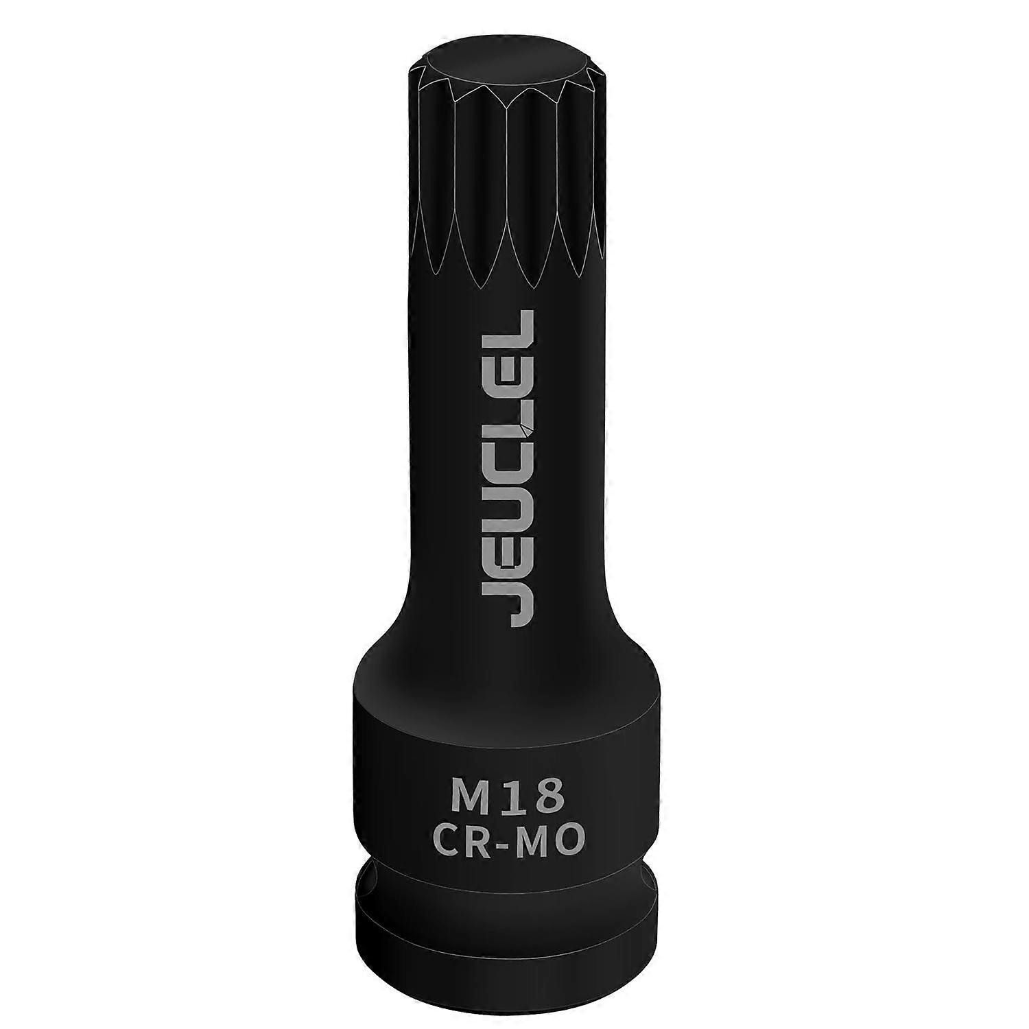 Triple Square Socket 18mm Spline Bit with Extended Reach 1/2 Inch Drive for Automotive