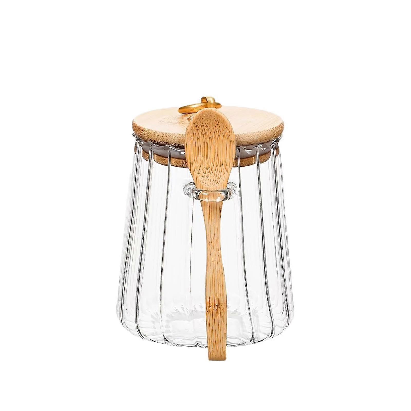 Glass Coffee Canister Airtight Borosilicate Jar with Bamboo Lid and Spoon for Sugar Beans 25.36oz
