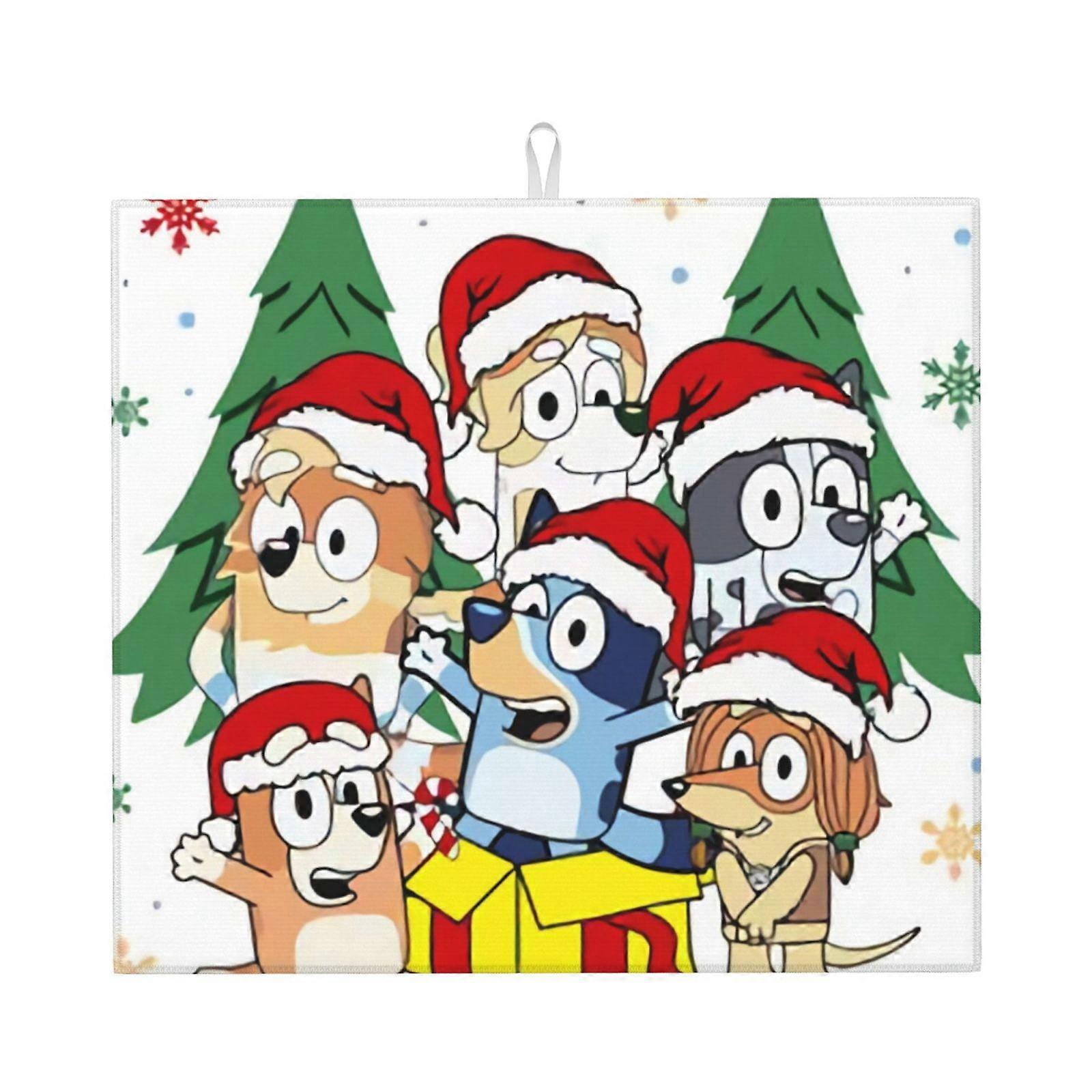 Merry Christmas Dish Drying Mat For Kitchen Counter, Microfiber Dish Mat, Fast Absorbent Draining Pad