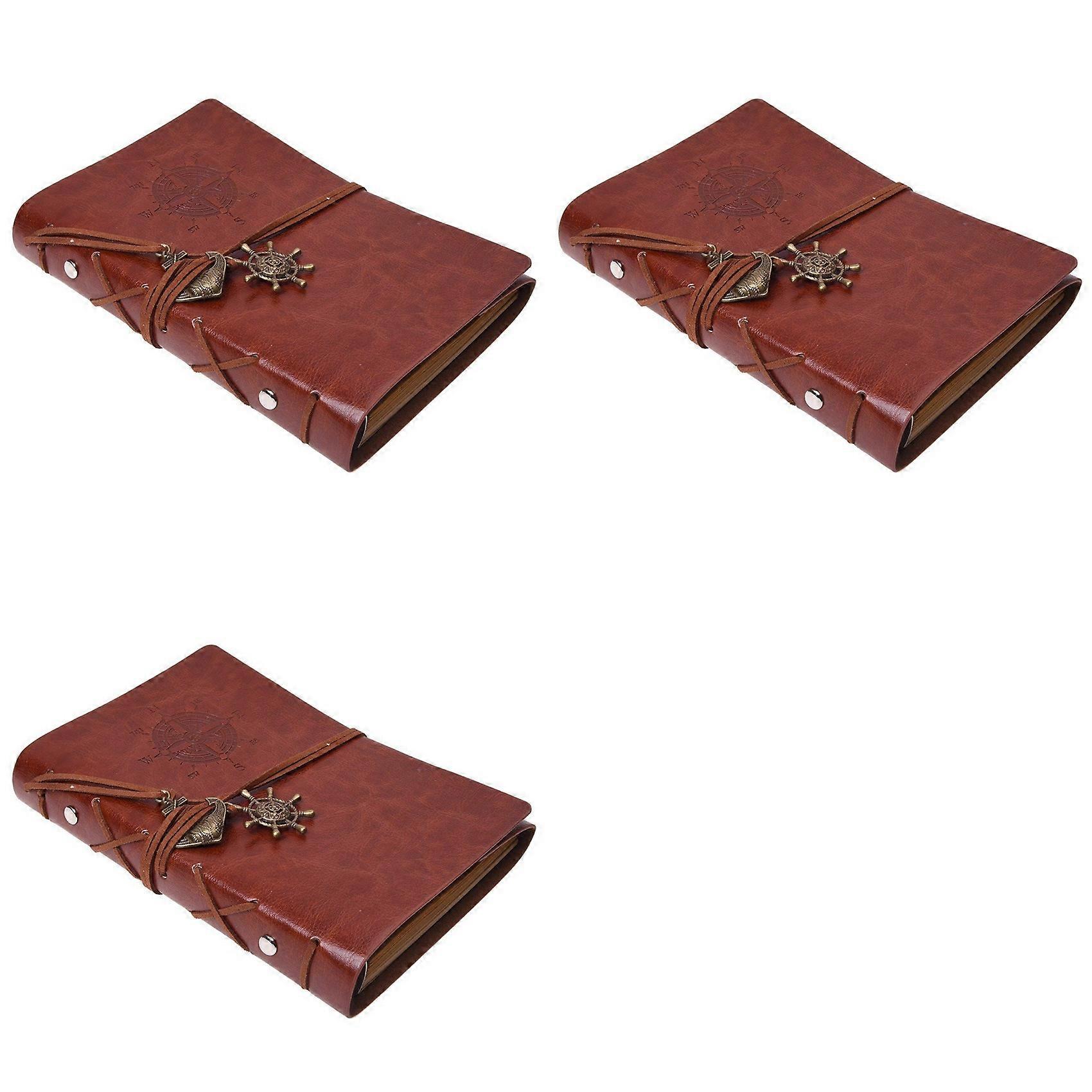 3X Retro Personality Notebooks Journal Notepads Ring Binder Diary Notebook Light Brown S