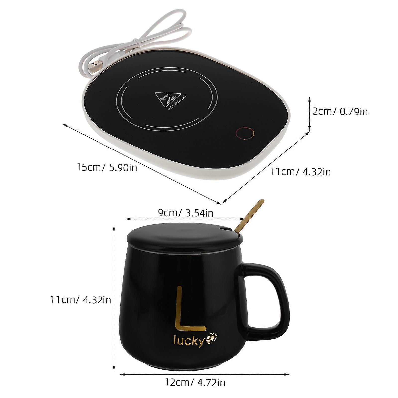 USB Heated Constant Temperature Coffee Mug Warmer with Ceramic Cup Set 1Set