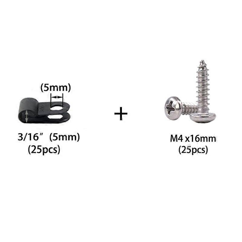 50pcs Black Nylon R shape Cable Clamp With Self-tapping screw Electrical Hose Loop Fixer Plastic cord Ties organizer holder