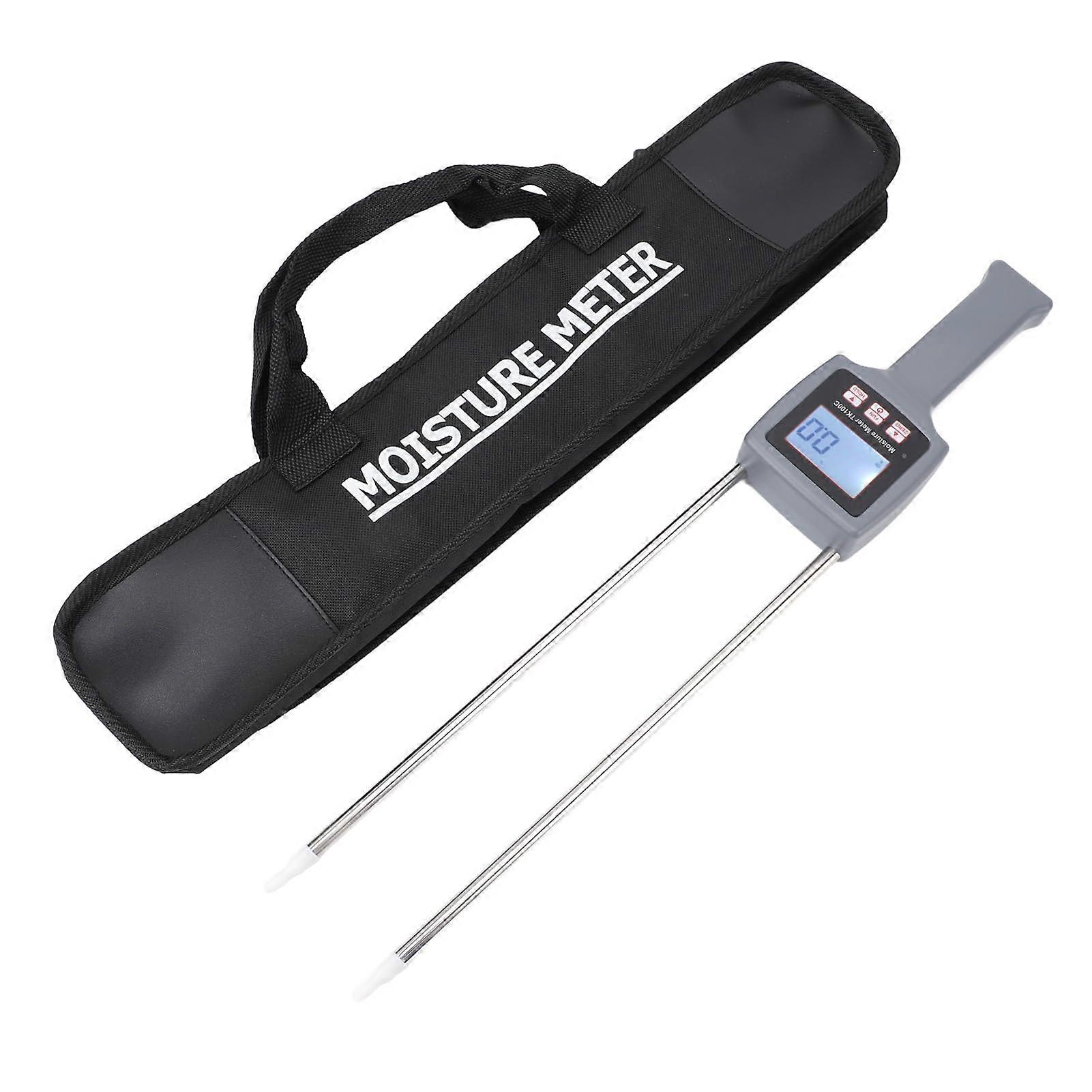 Cotton Moisture Meter with Backlit LCD Display, Handheld Digital Tester 540% Range Stainless Steel Probe