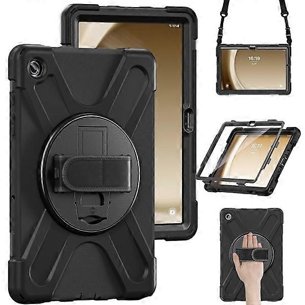 Compatible with Samsung Galaxy Tab A9+ Heavy Duty Armor case with shoulder strap Black