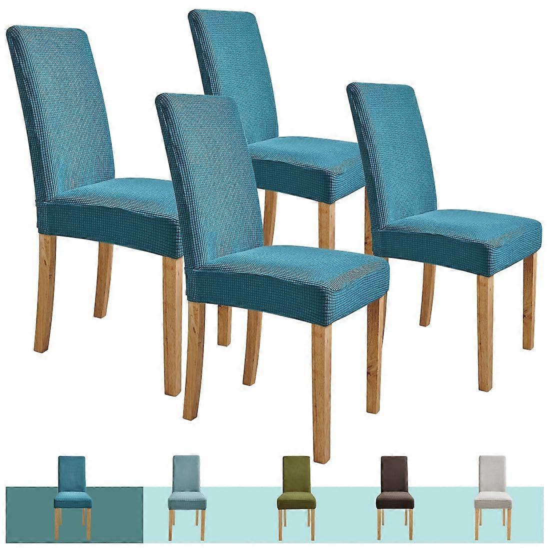 Dining Chair Covers 4 Pack, WaterRepellent Stretch Fit with Elegant Waffle Pattern, Ocean Blue