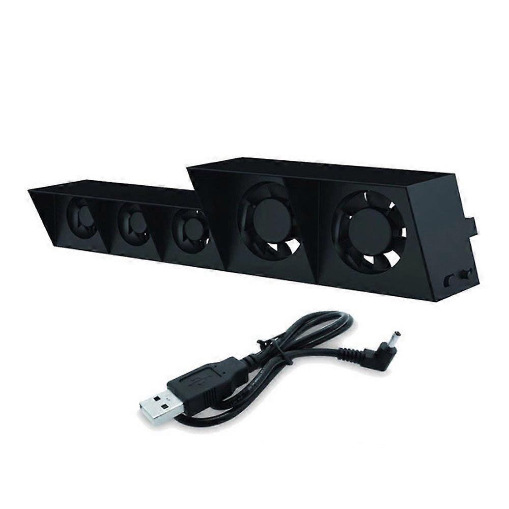 Cooling Fan with Turbo Temperature Control and 5 USB Ports for PS4 Pro and PlayStation 4 Console Black