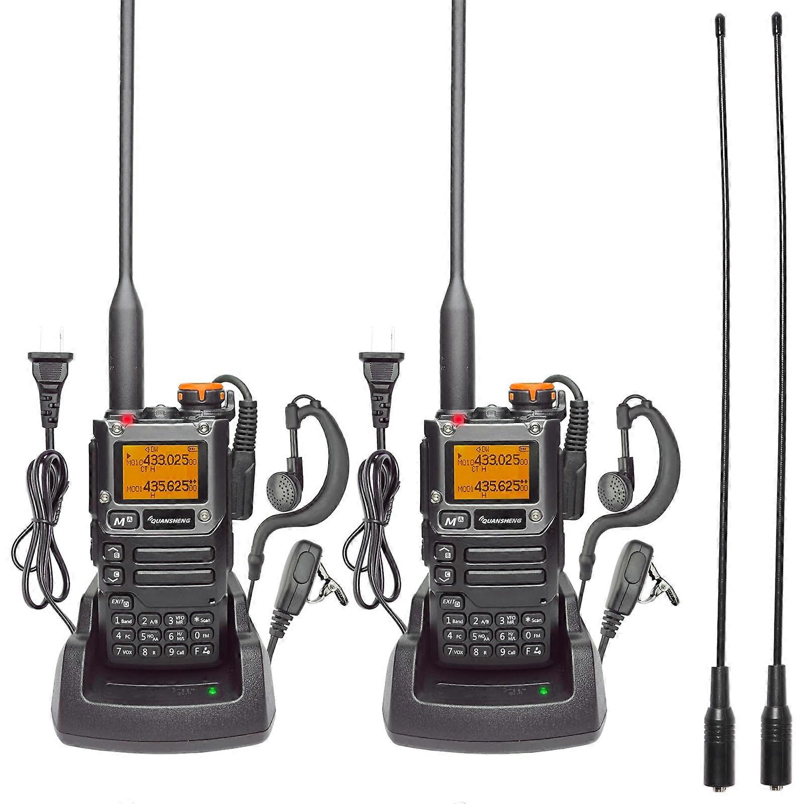 UVK6 Ham Radio Handheld Dual Band Two Way Radio Long Range with NOAA Alerts  Gain Antenna 2 Pack