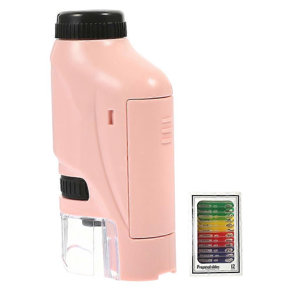 Children Microscope Portable Microscope for Magnifying Use 2Sets Pink Plastic