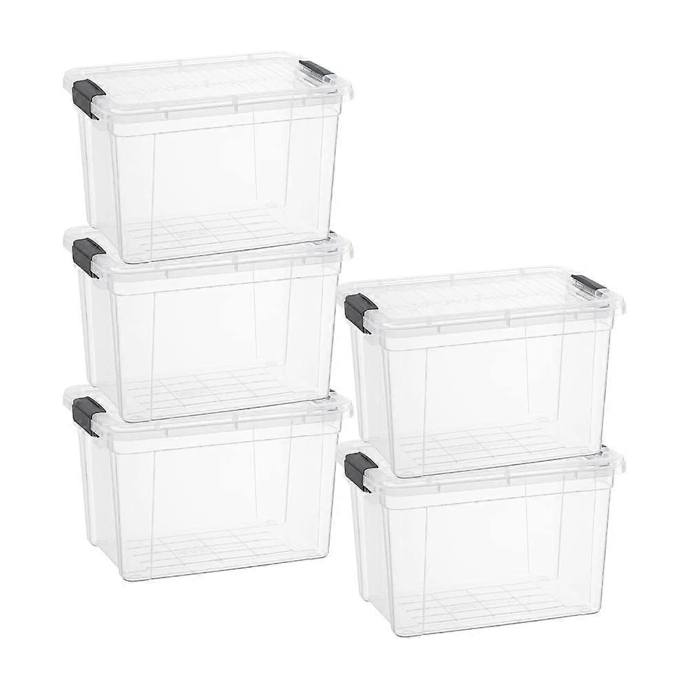 Storage Bins with Lids 5 Pack 2.5 Qt Stackable Clear Plastic Containers BPA for Home Office Dorm