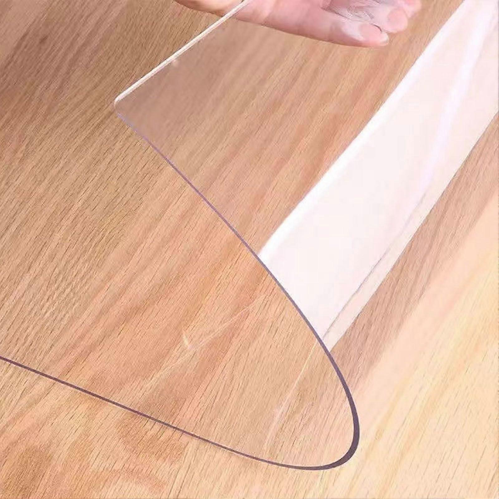 Clear PVC Table Protector 23.6x27.6in Waterproof Heavy Duty 1mm Thick Rectangular Cover for Dining Table, Kitchen, Desk