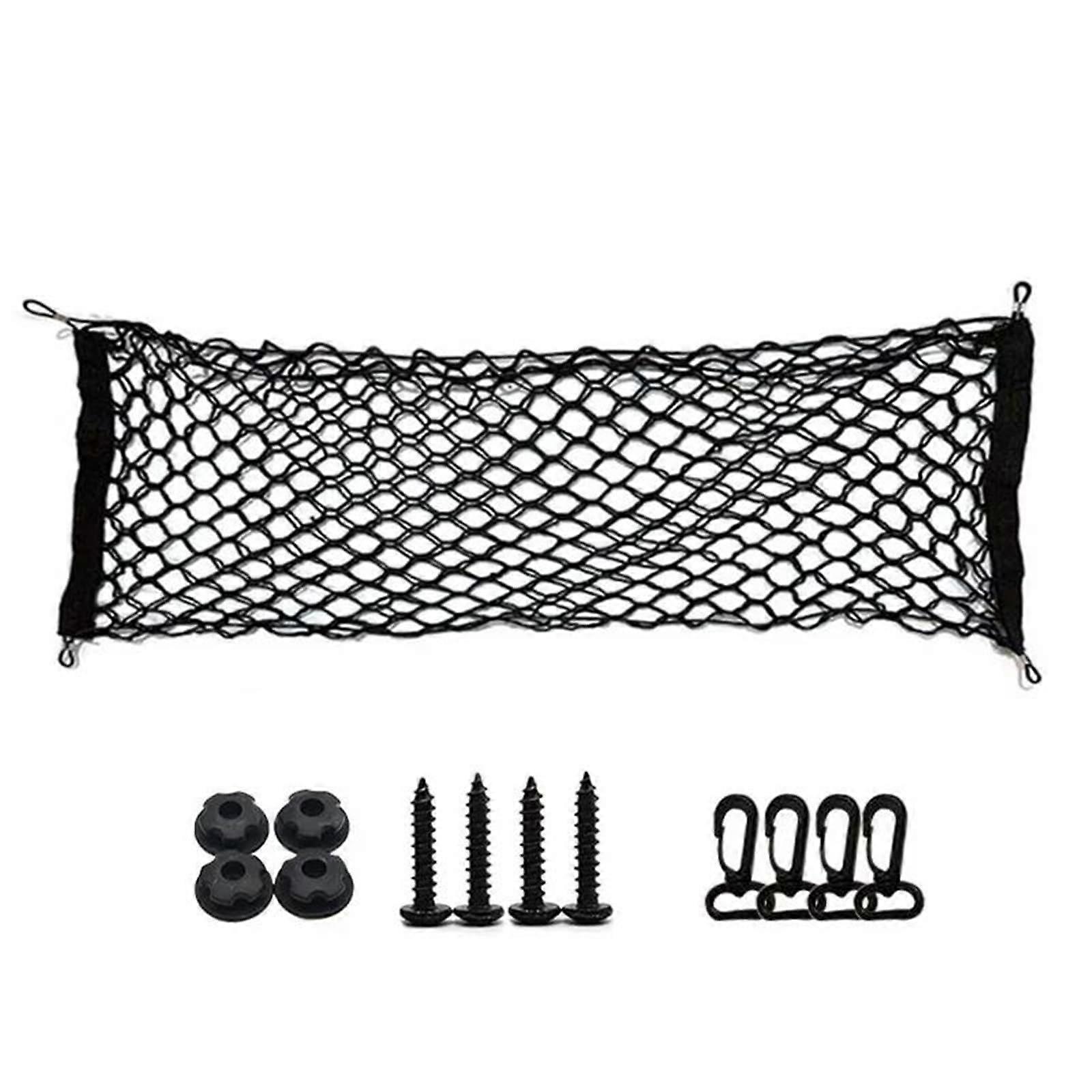 Car Trunk Cargo Net Elastic Nylon Mesh Universal Boot Organizer with Hooks 110x40cm