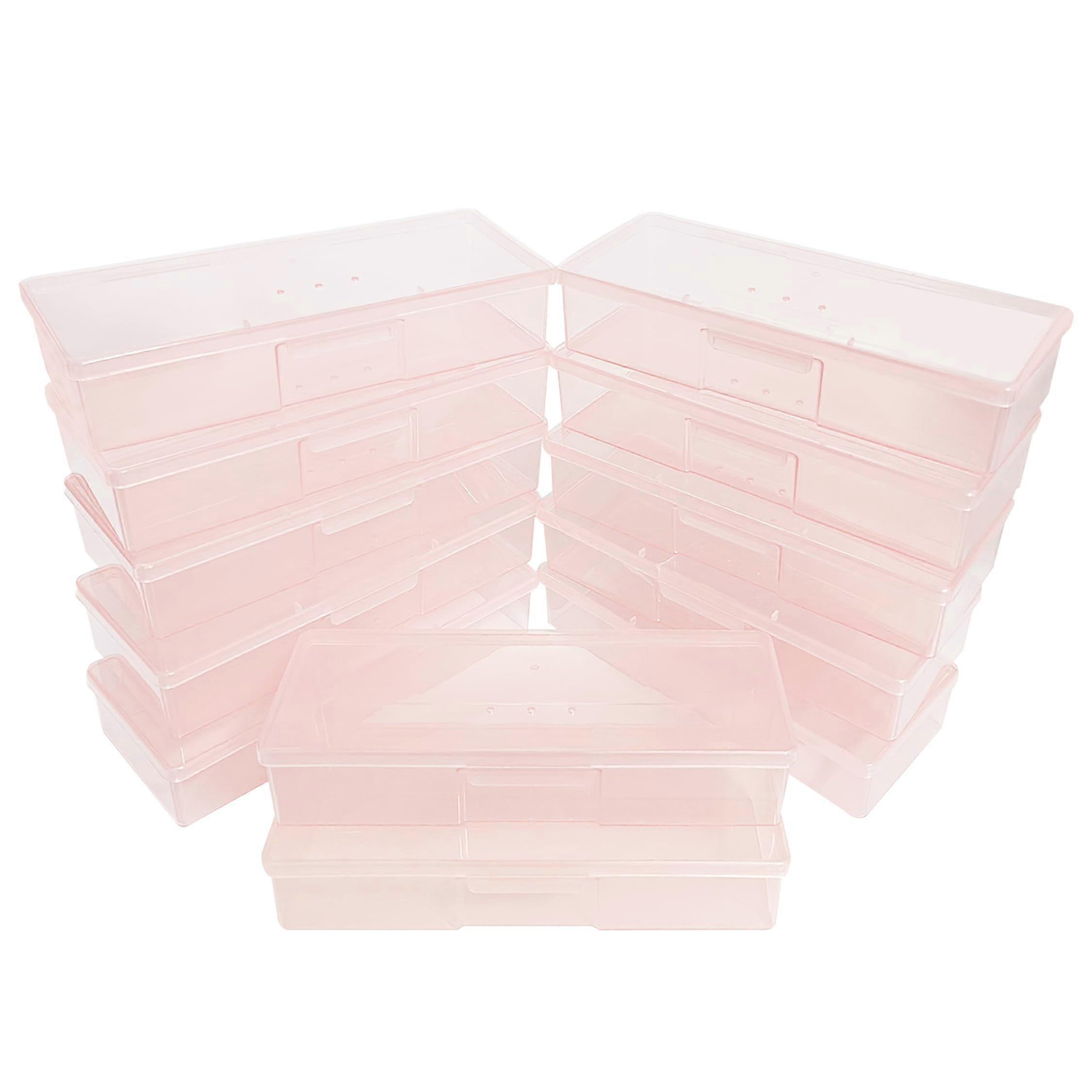 Nail Tool Storage Box with Transparent Quick View, Pink Manicure Organizer for 12pcs Kit