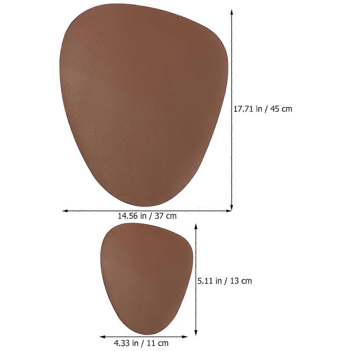 PU Brown Placemats Cups Mats for Waterproof 2Pcs Pack