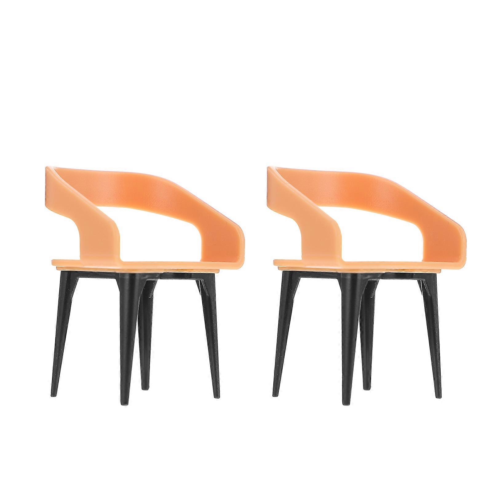 Miniature Plastic Chair Model for Doll House Decoration 2Pcs Pack