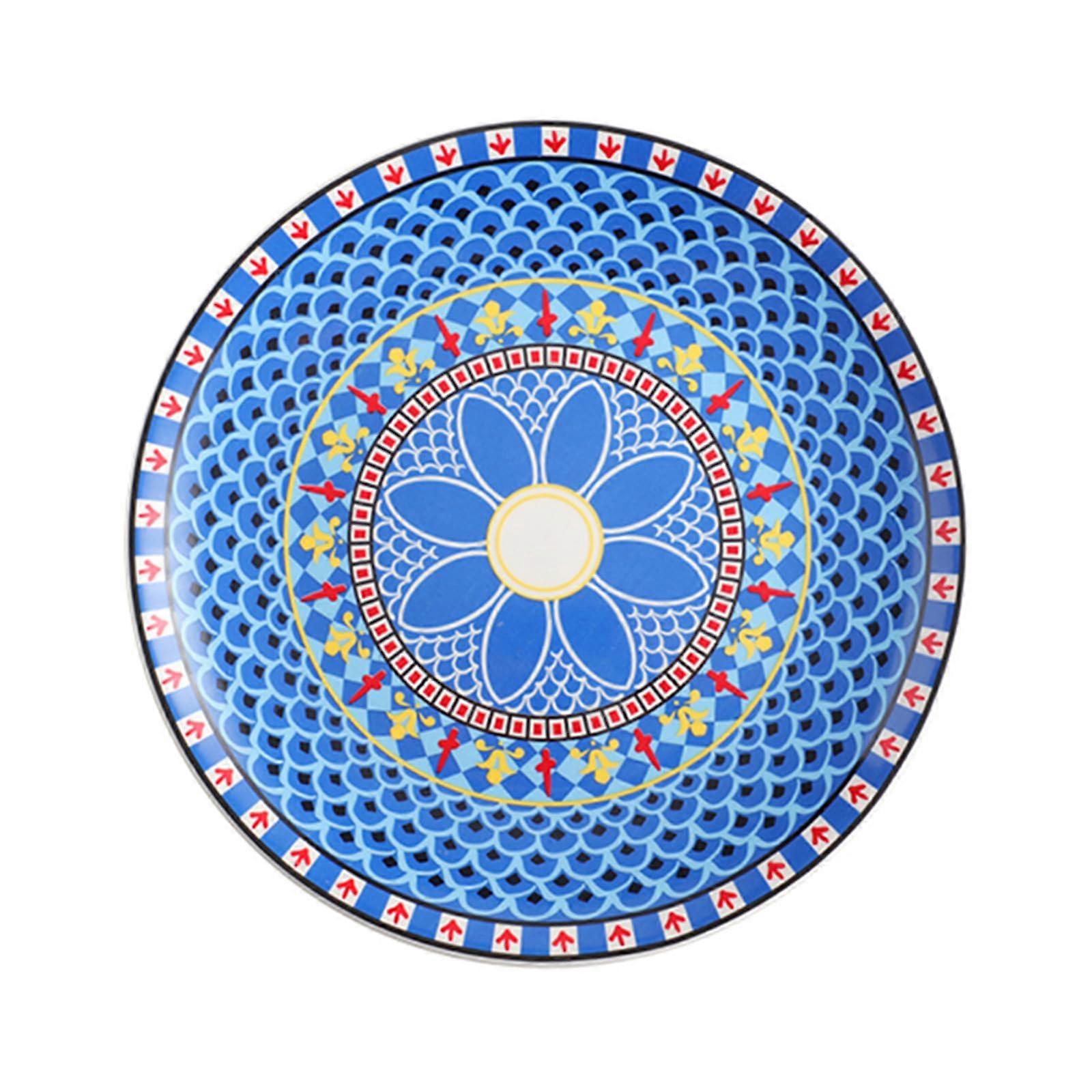Ceramic Dinner Plate with Scratch Resistant Surface, Hand Painted Bohemian Salad Plate 28cm