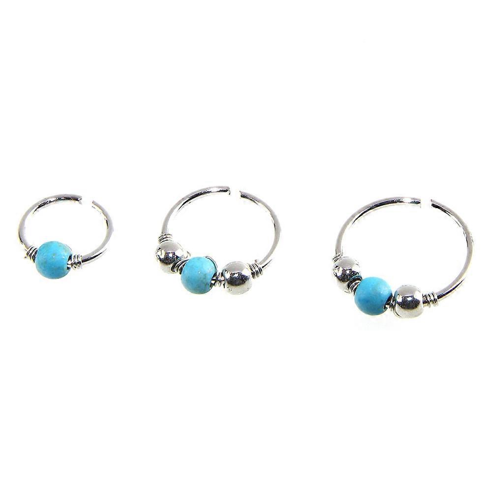 Nostril Ring Turquoise Nose Bead Studs for Nose Decoration 3Pcs Set