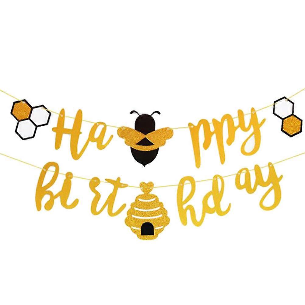 Decorative Honey Bee Banner for Birthday Party 3Pcs String Flags