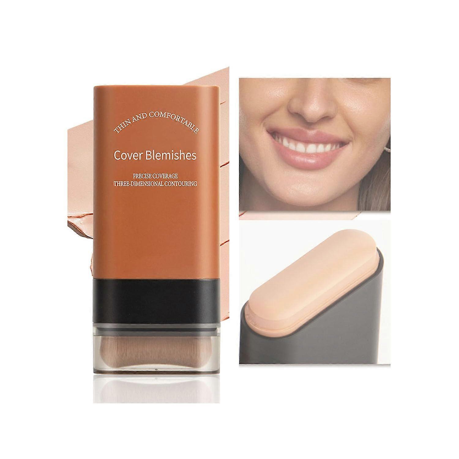 Foundation Stick with BuiltIn Brush Hydrating Lightweight Full Coverage LongLasting Makeup (03#)