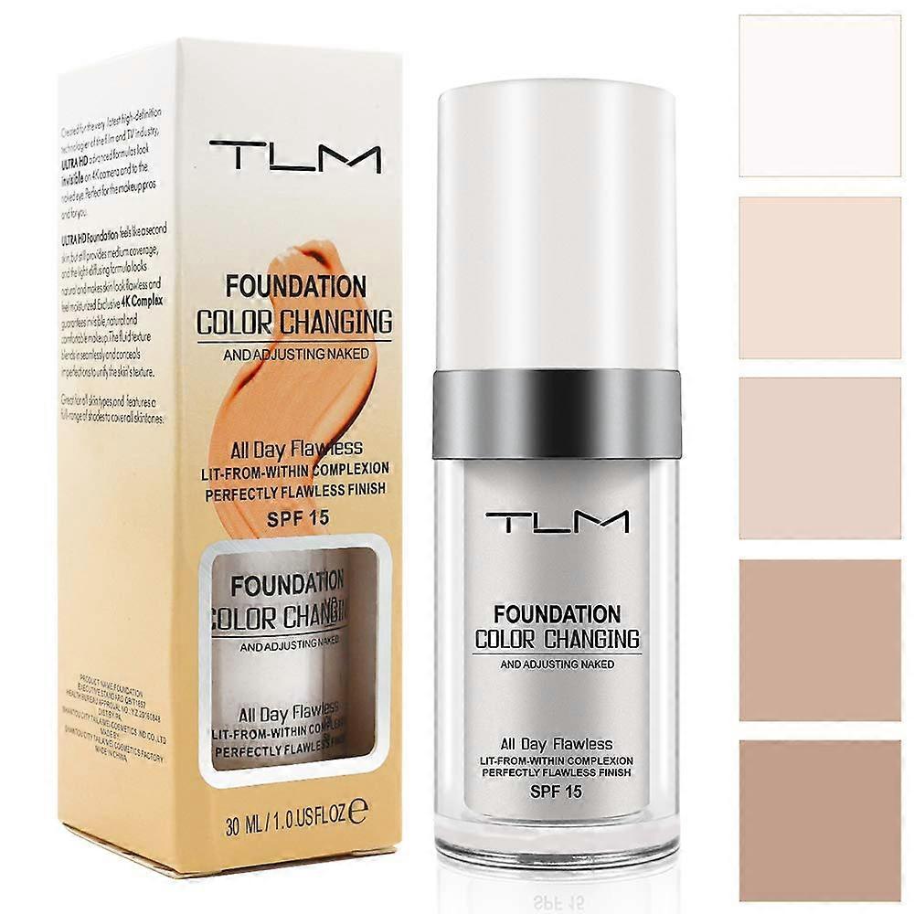 Color Changing Foundation for Mature Skin SPF 15 Full Coverage Waterproof Moisturizing 30ml