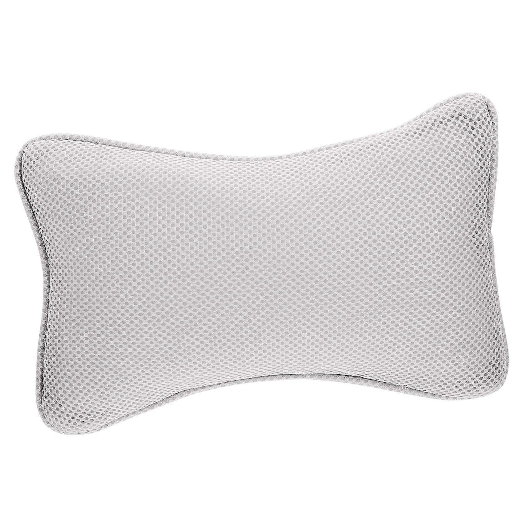 Bath Pillow with Suction Cups SlipResistant Grip Ergonomic Neck and Shoulder Support Grey