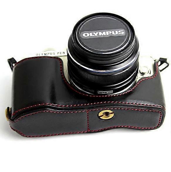 PU Leather Camera Half Bottom Case Protective Cover for Olympus E-PL7/E-PL8/E-PL9
