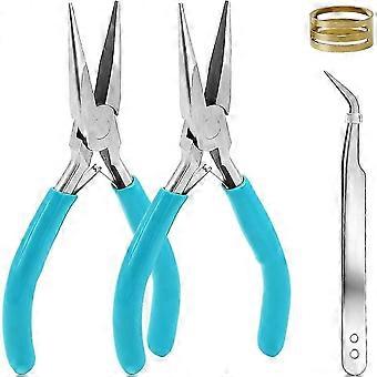 2Pcs Mini Jewelry Pliers Set for Jewelry Making Plier,Small Jump Ring Plier Chain Nose Repair Tool Kit for Beading Craft