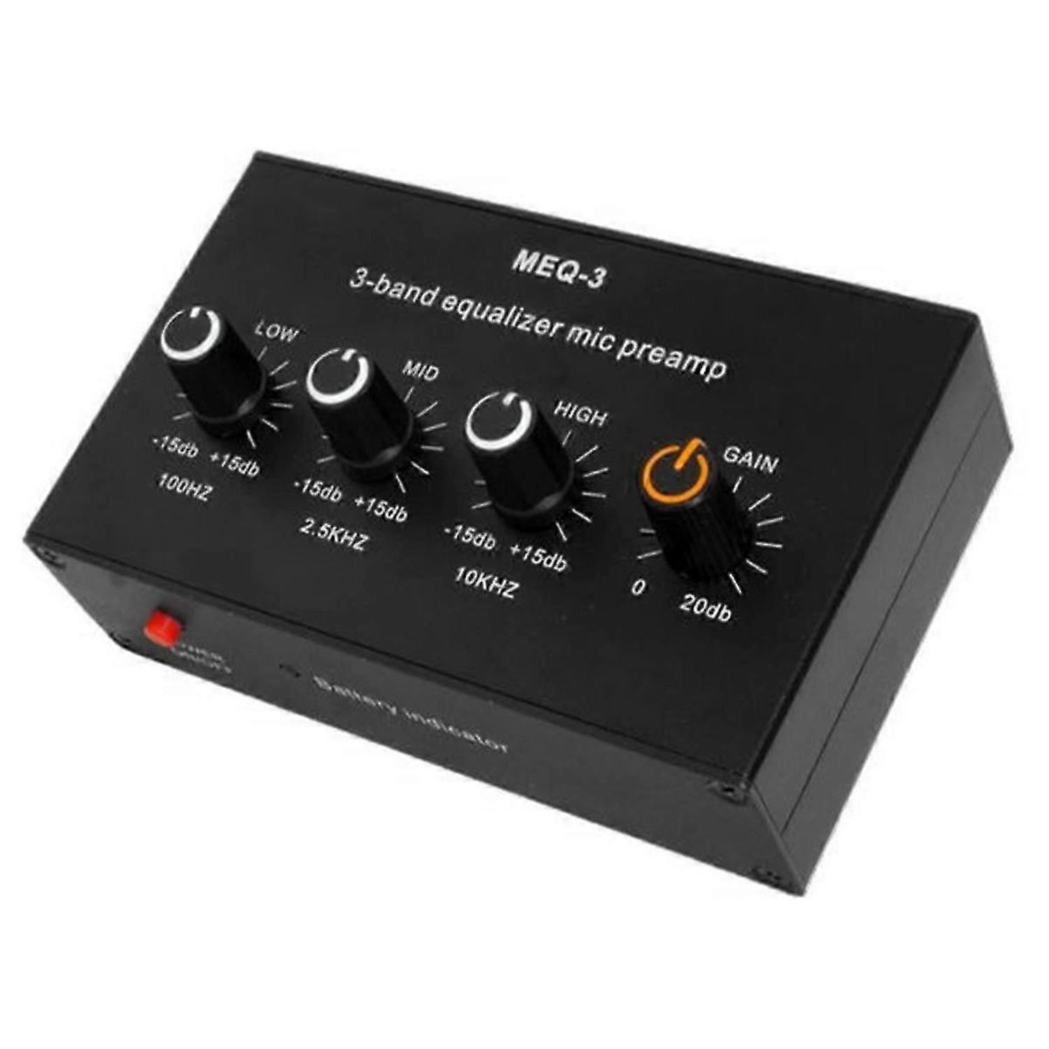 MEQ-3 3-Segment Equalizer Tone Treble Mid Bass Adjust Computer Game Headset Ear Amplifier Audio Sig