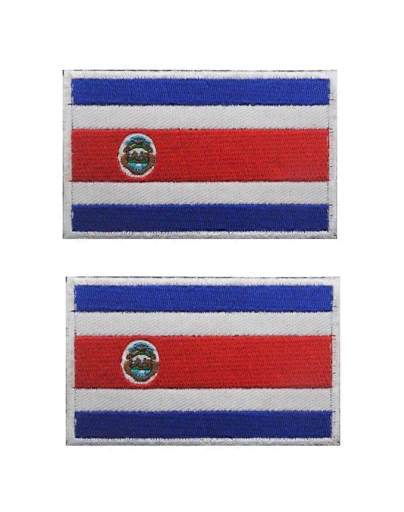 2PCS Costa Rica Flag Patch Hook and Loop Backing Embroidered Tactical Military Badge