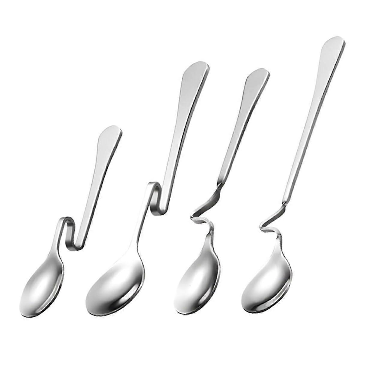 Stainless Steel S Shaped Hanging Coffee Tea Spoon Set, Curved Handle, Versatile Kitchen Tool