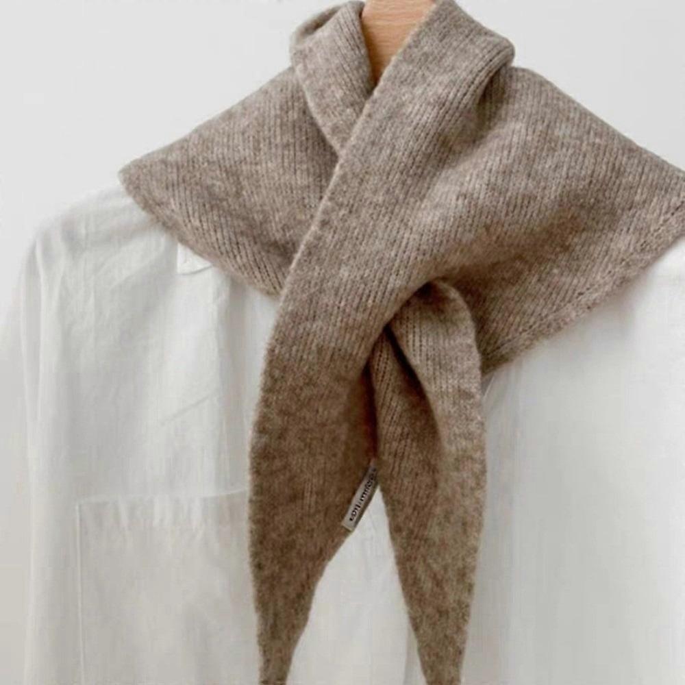 New Windproof Neck Warmer Coldproof Triangular Neckerchief Solid Color Versatile Cross Scarf Autumn and Winter