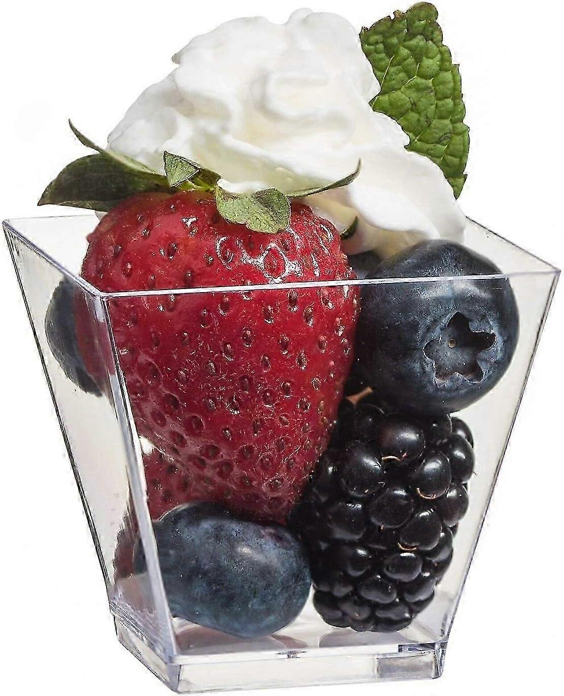 50PCS Disposable Plastic Dessert Trapezoidal Cups