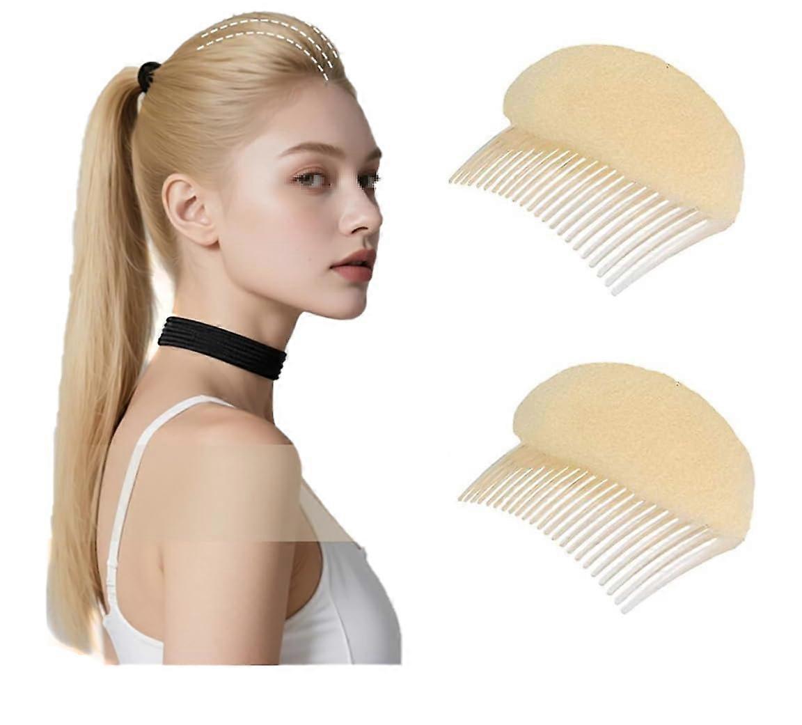 2PCS Hair Volume Insert with Comb Base for Instant Beehive Updo Styling, Beige Large