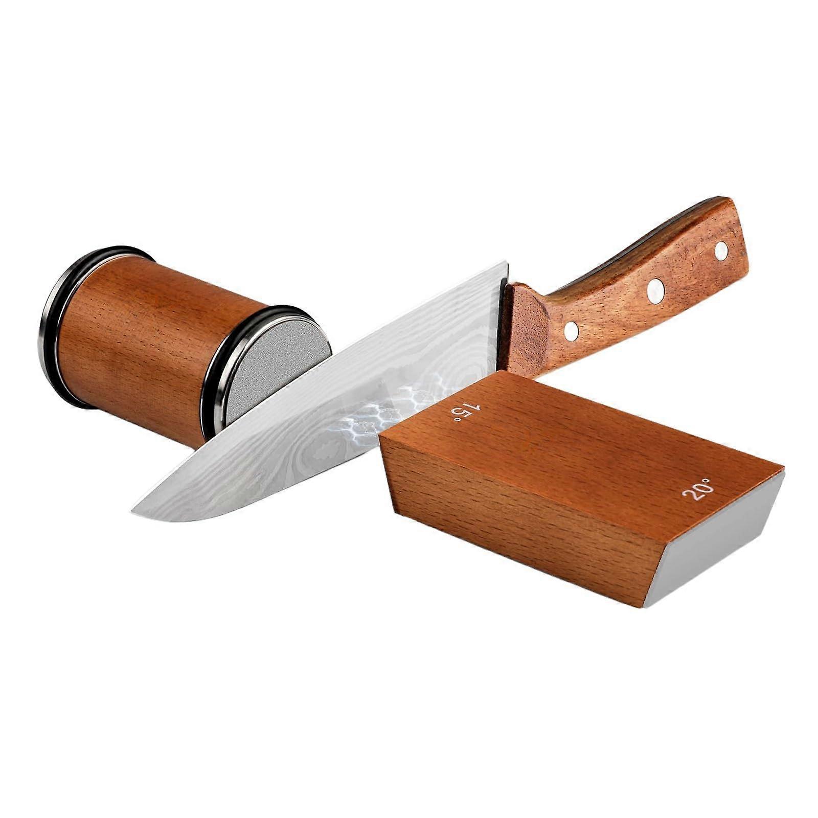 Rolling Knife Sharpener with Magnetic Angle Guide, DualStage Diamond and Ceramic Kitchen Tool, Black