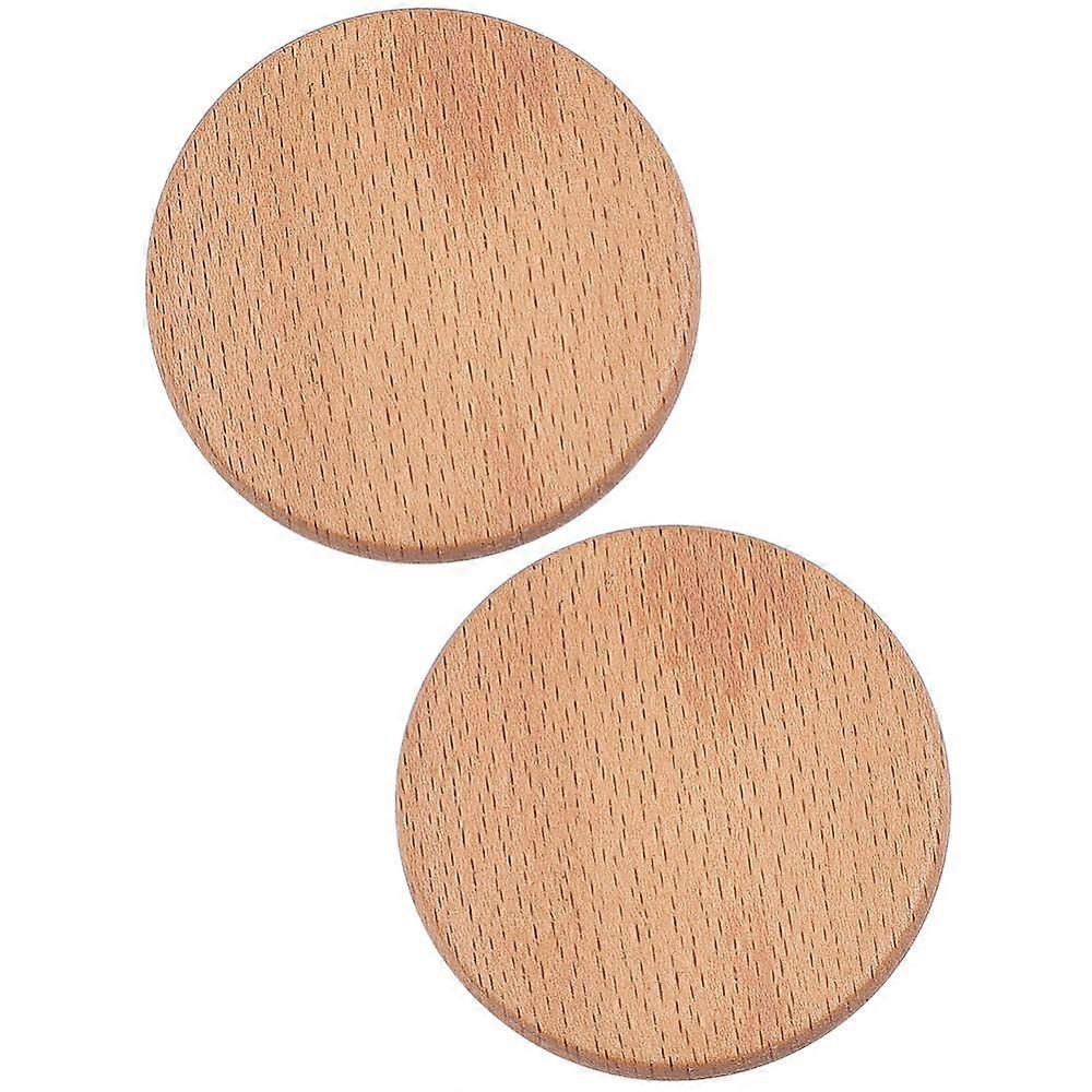 2pcs Beech Wood Cup Mats Round Coaster Camel 60mm