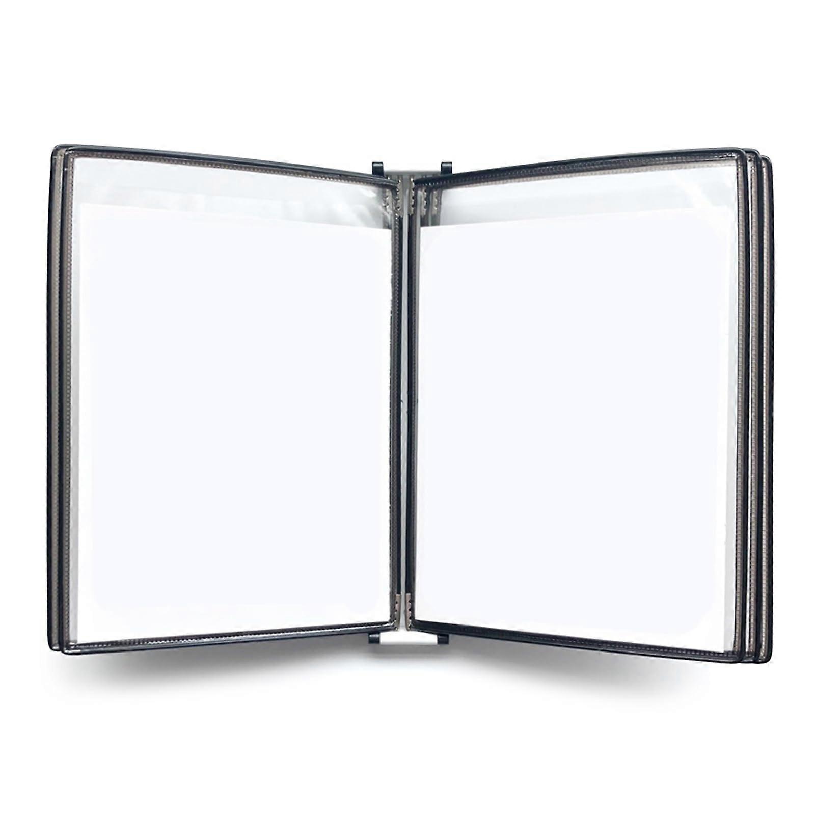 5 Pocket Wall Mounted File Organizer Black, Reference Display Board for Office or Warehouse