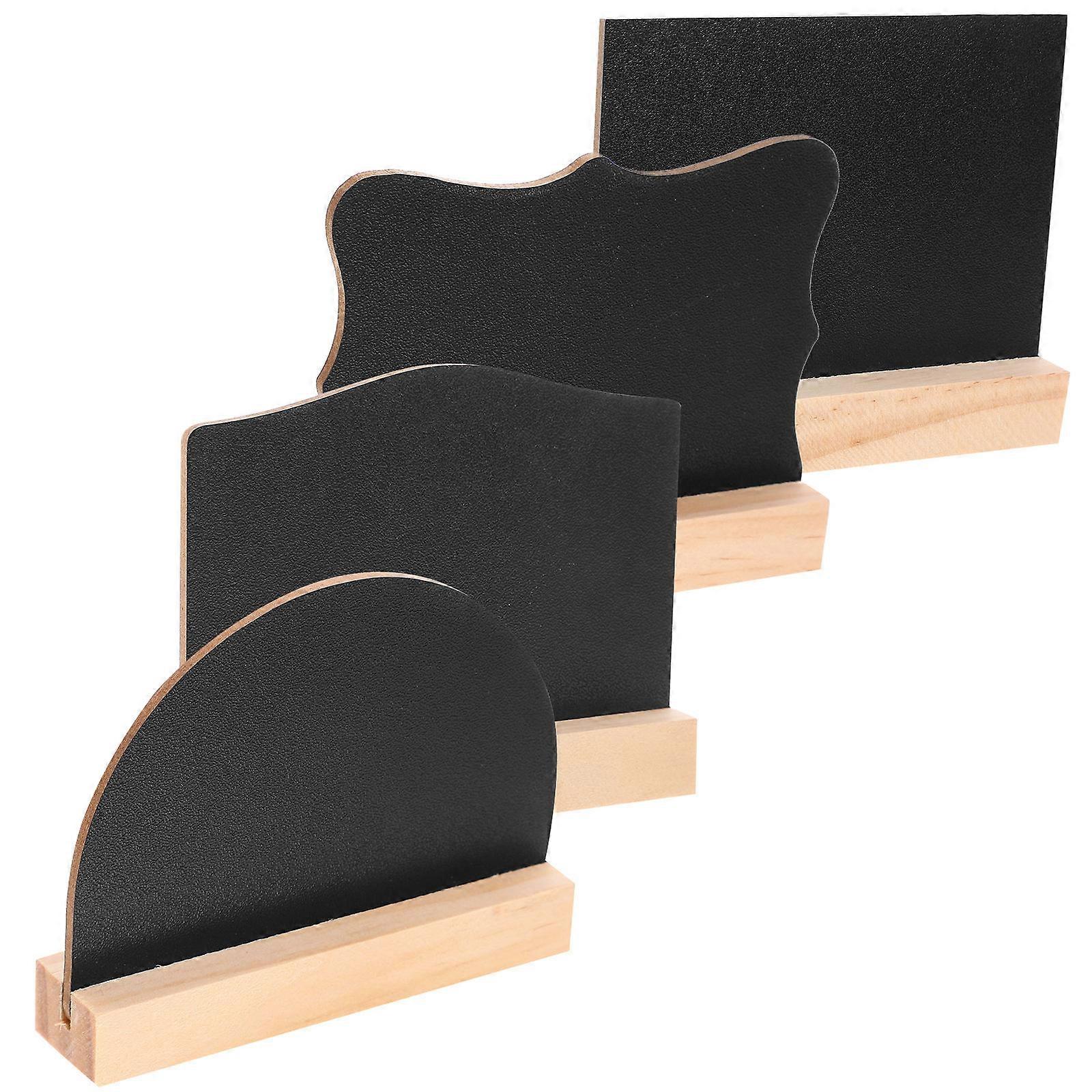 Mini Chalkboard Sign Double Sided for Message Board 4Pcs with Wood Base