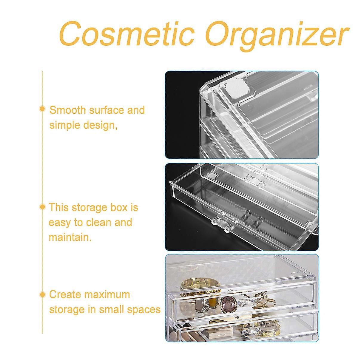 Transparent Acrylic Cosmetics Storage Case Drawer Type for Storage Use Three-Layer