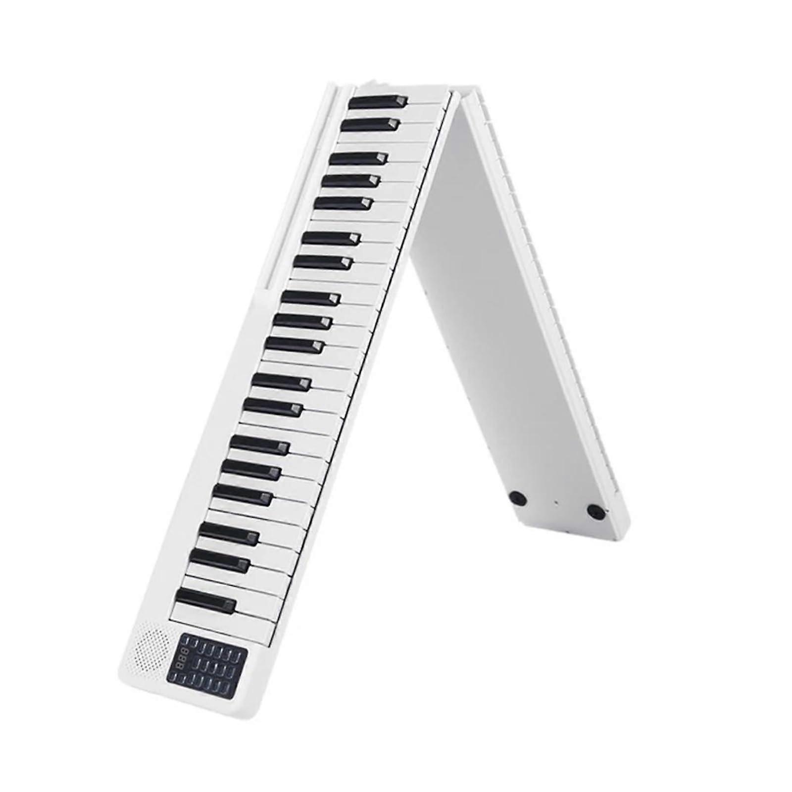 Portable Digital Piano 88 Keys Foldable Electronic Keyboard with Split Function White for Beginners