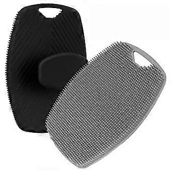 Silicone Body Scrubber for Shower Exfoliation, Soft Bath Brush for Sensitive Skin, 2 Pack Black and Gray
